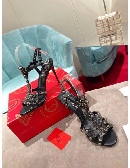 Cheap Reps Christian Louboutin Goldora 100mm Black Sandals with Spikes