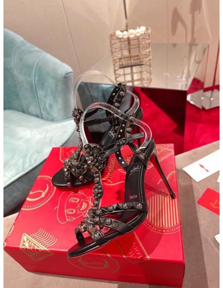 Cheap Reps Christian Louboutin Goldora 100mm Black Sandals with Spikes