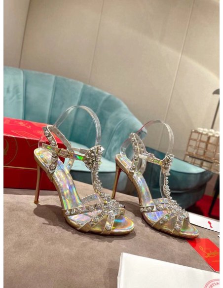 Cheap Reps Christian Louboutin Goldora 100mm Silver Sandals with Spikes