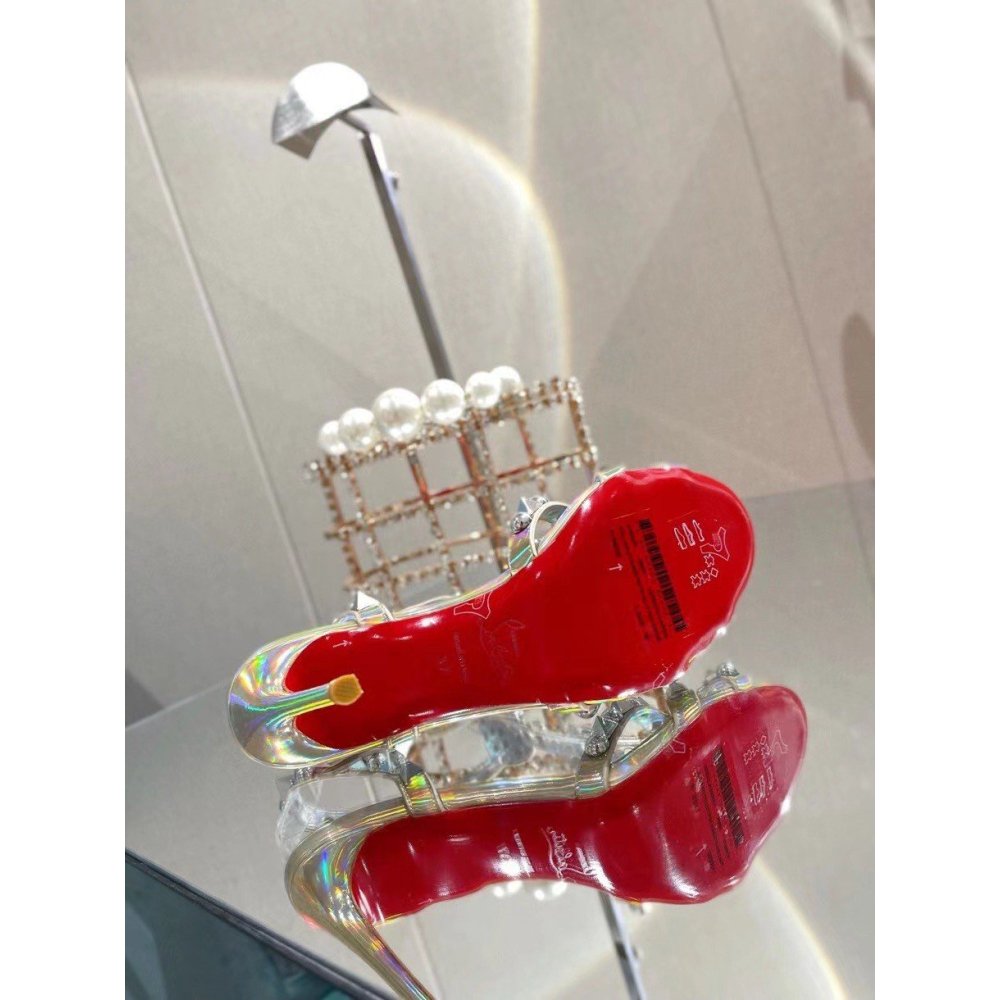 Cheap Reps Christian Louboutin Goldora 100mm Silver Sandals with Spikes