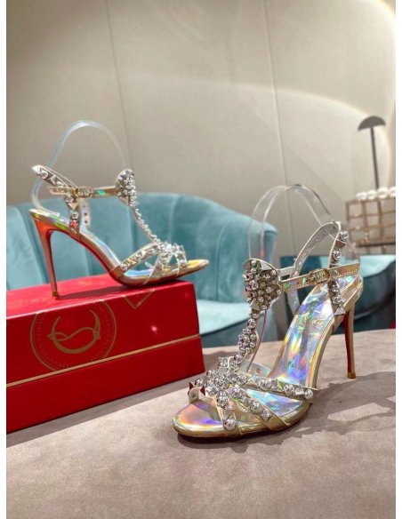 Cheap Reps Christian Louboutin Goldora 100mm Silver Sandals with Spikes