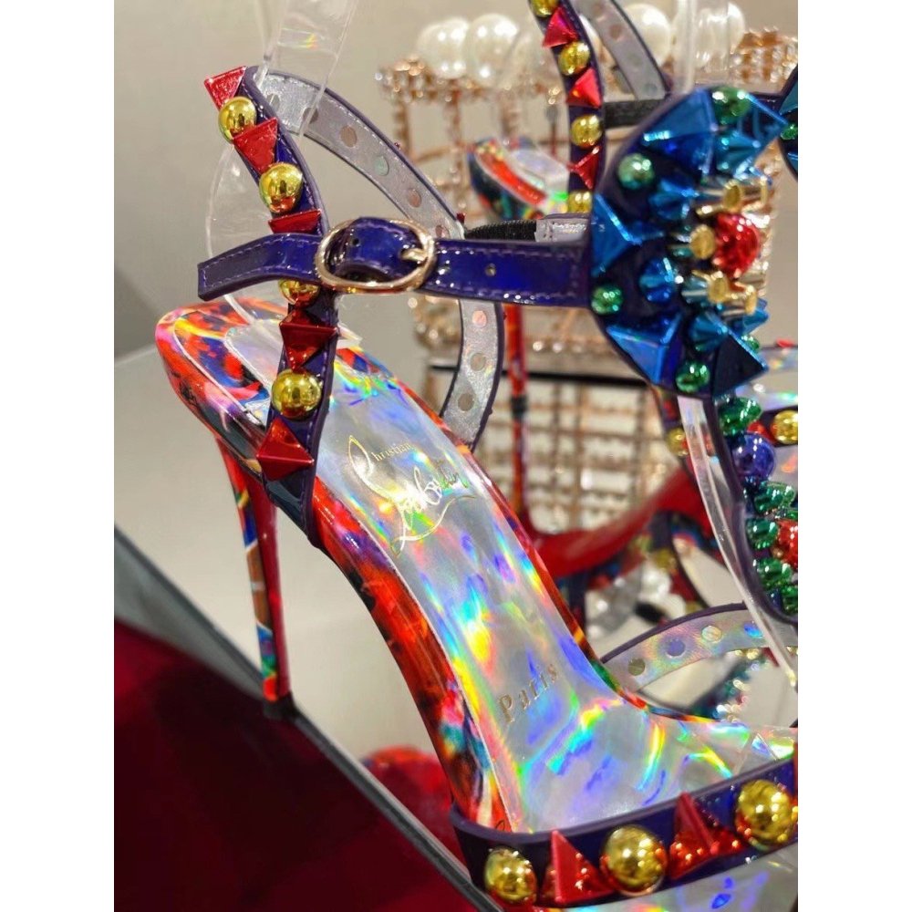 Cheap Reps Christian Louboutin Goldora 100mm Sandals with Multicoloured Spikes