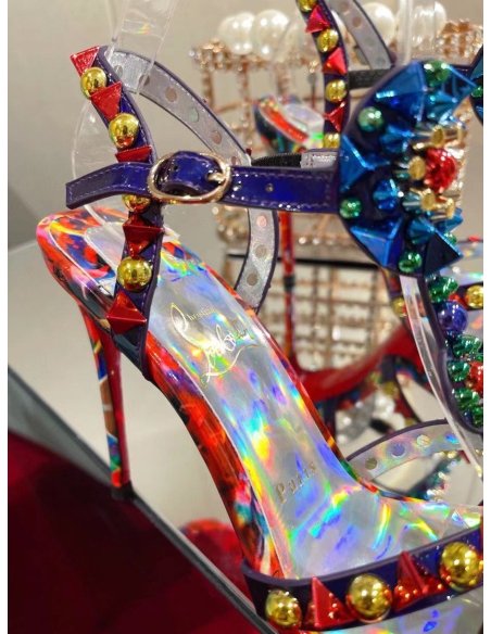 Cheap Reps Christian Louboutin Goldora 100mm Sandals with Multicoloured Spikes