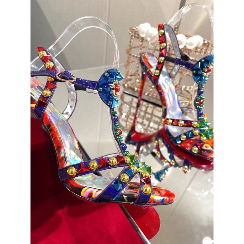 Cheap Reps Christian Louboutin Goldora 100mm Sandals with Multicoloured Spikes