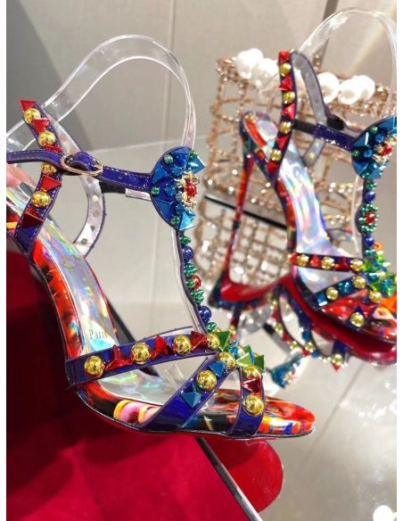 Cheap Reps Christian Louboutin Goldora 100mm Sandals with Multicoloured Spikes