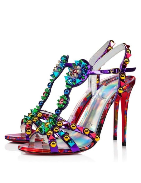 Cheap Reps Christian Louboutin Goldora 100mm Sandals with Multicoloured Spikes