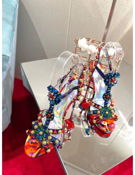 Cheap Reps Christian Louboutin Goldora 100mm Sandals with Multicoloured Spikes