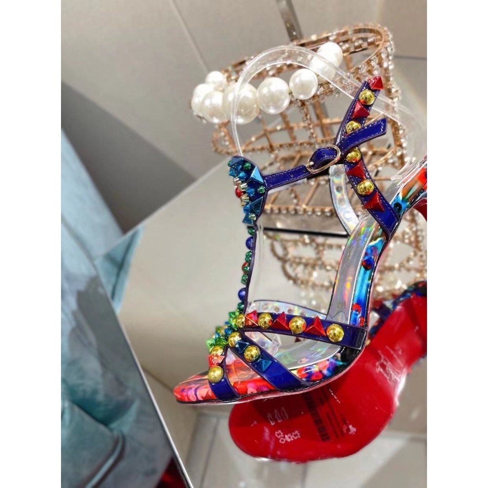 Cheap Reps Christian Louboutin Goldora 100mm Sandals with Multicoloured Spikes