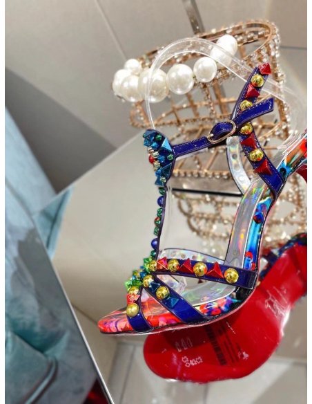 Cheap Reps Christian Louboutin Goldora 100mm Sandals with Multicoloured Spikes