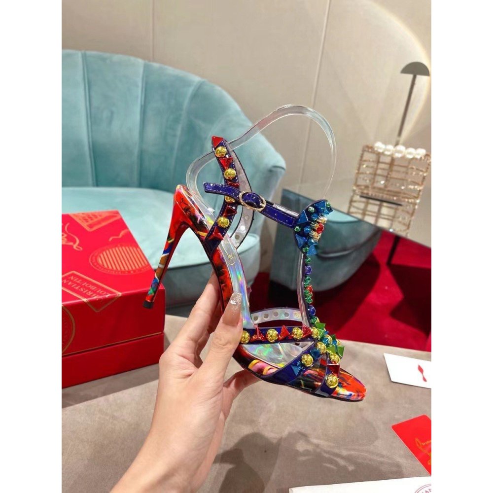 Cheap Reps Christian Louboutin Goldora 100mm Sandals with Multicoloured Spikes