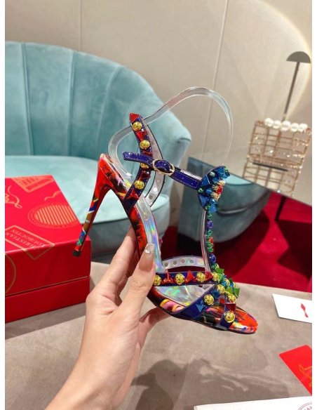 Cheap Reps Christian Louboutin Goldora 100mm Sandals with Multicoloured Spikes