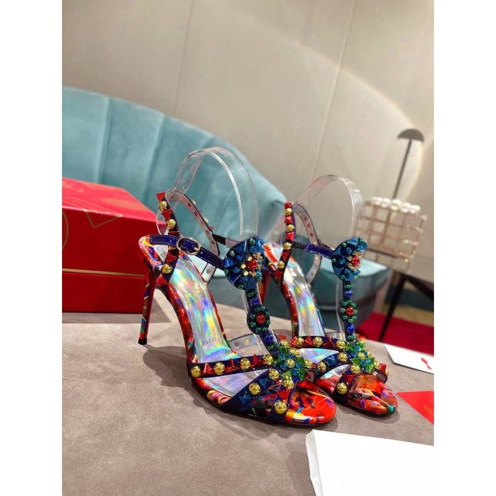 Cheap Reps Christian Louboutin Goldora 100mm Sandals with Multicoloured Spikes