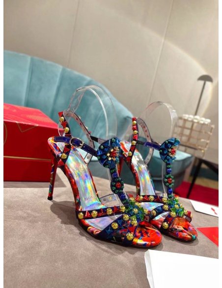 Cheap Reps Christian Louboutin Goldora 100mm Sandals with Multicoloured Spikes