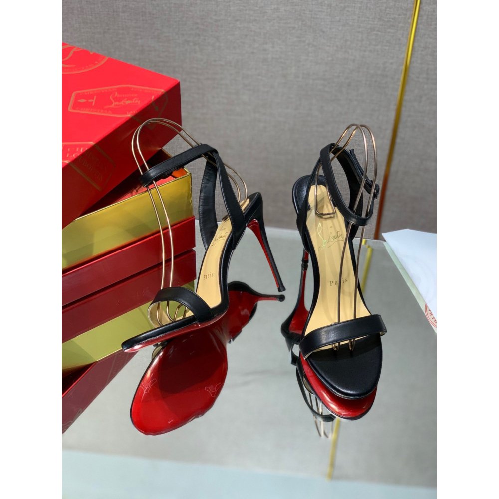 Cheap Reps Christian Louboutin Loubigirl 100mm Sandals In Black Lambskin