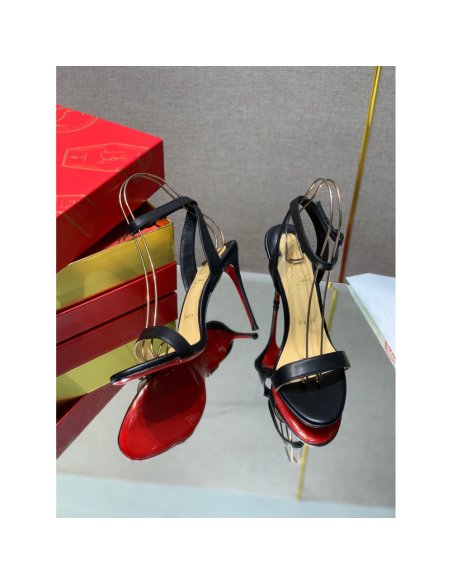 Cheap Reps Christian Louboutin Loubigirl 100mm Sandals In Black Lambskin