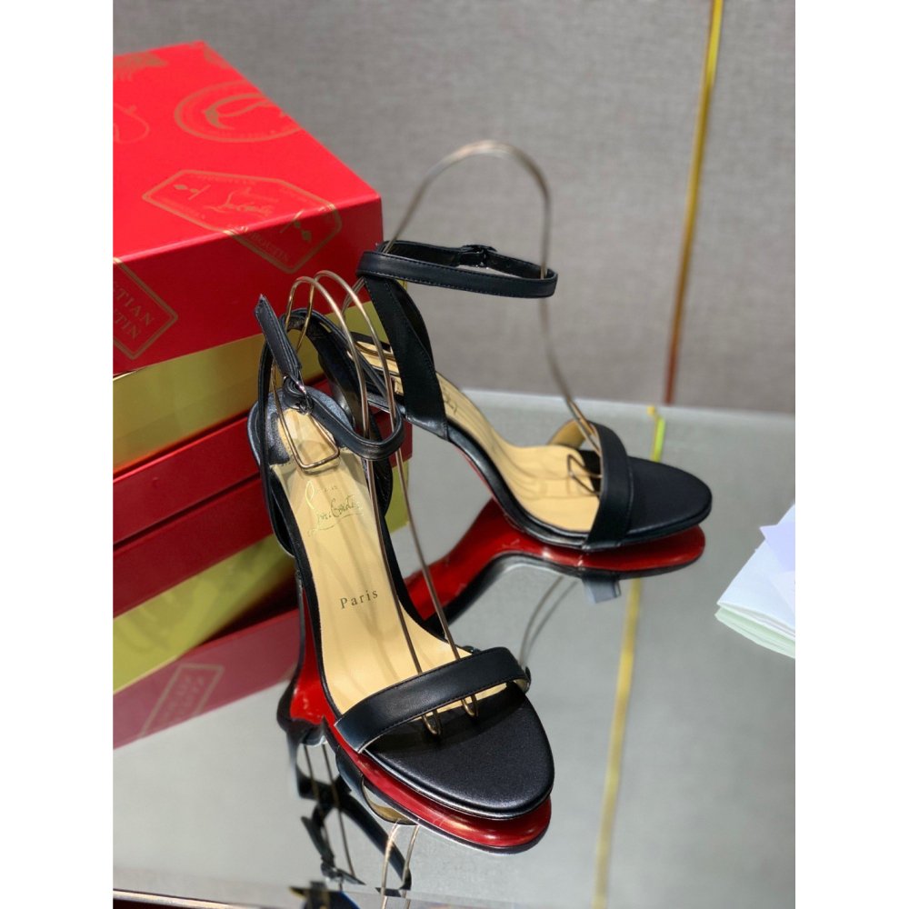 Cheap Reps Christian Louboutin Loubigirl 100mm Sandals In Black Lambskin