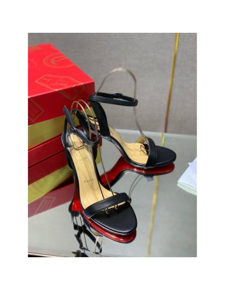 Cheap Reps Christian Louboutin Loubigirl 100mm Sandals In Black Lambskin