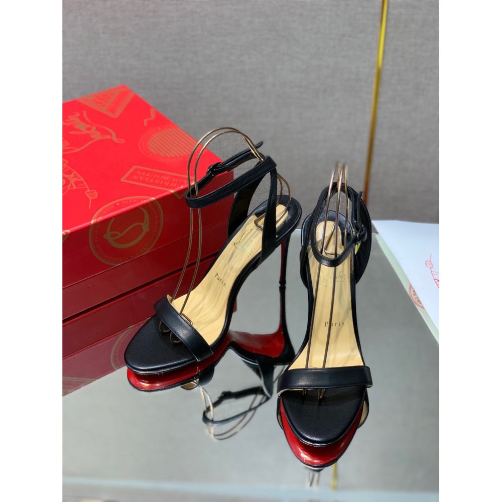 Cheap Reps Christian Louboutin Loubigirl 100mm Sandals In Black Lambskin