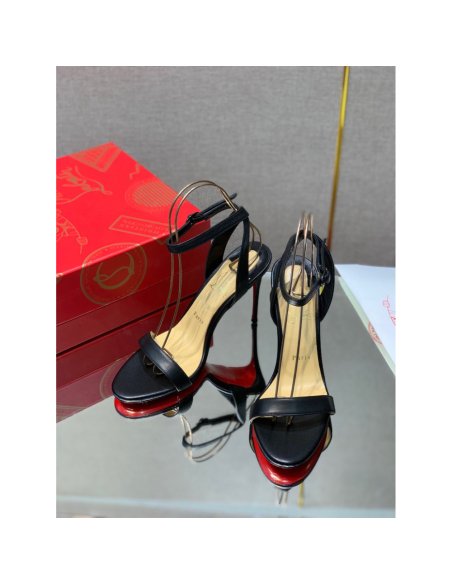 Cheap Reps Christian Louboutin Loubigirl 100mm Sandals In Black Lambskin