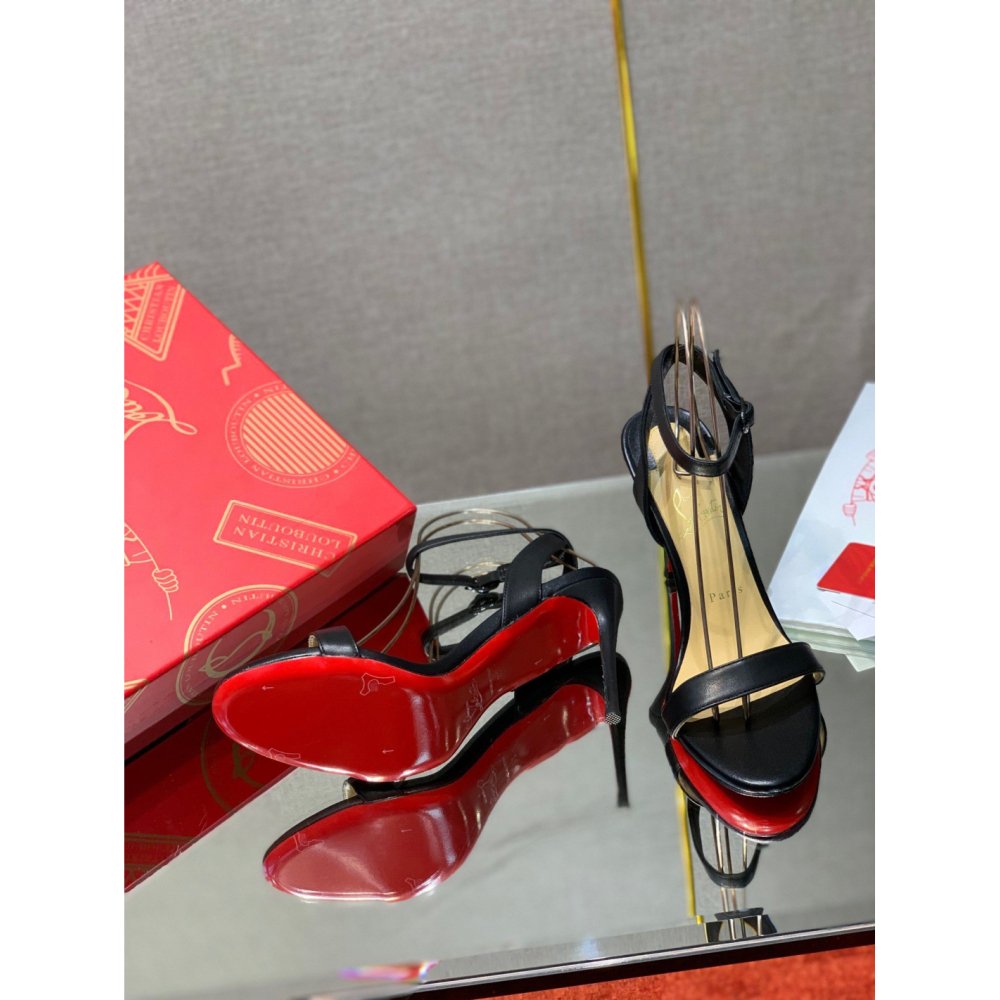Cheap Reps Christian Louboutin Loubigirl 100mm Sandals In Black Lambskin
