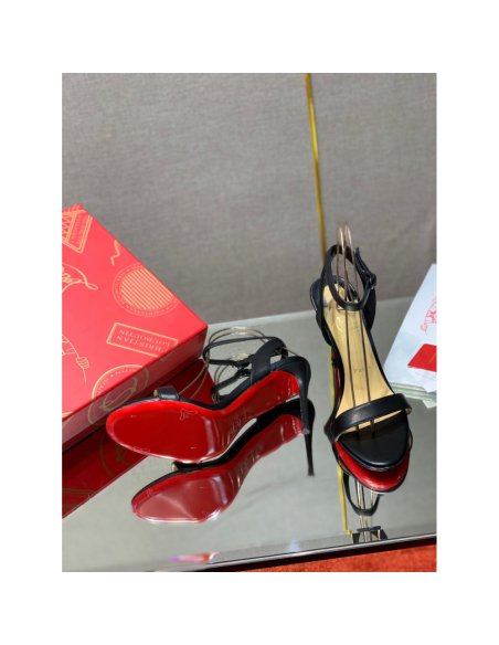 Cheap Reps Christian Louboutin Loubigirl 100mm Sandals In Black Lambskin