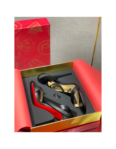 Cheap Reps Christian Louboutin Loubigirl 100mm Sandals In Black Lambskin