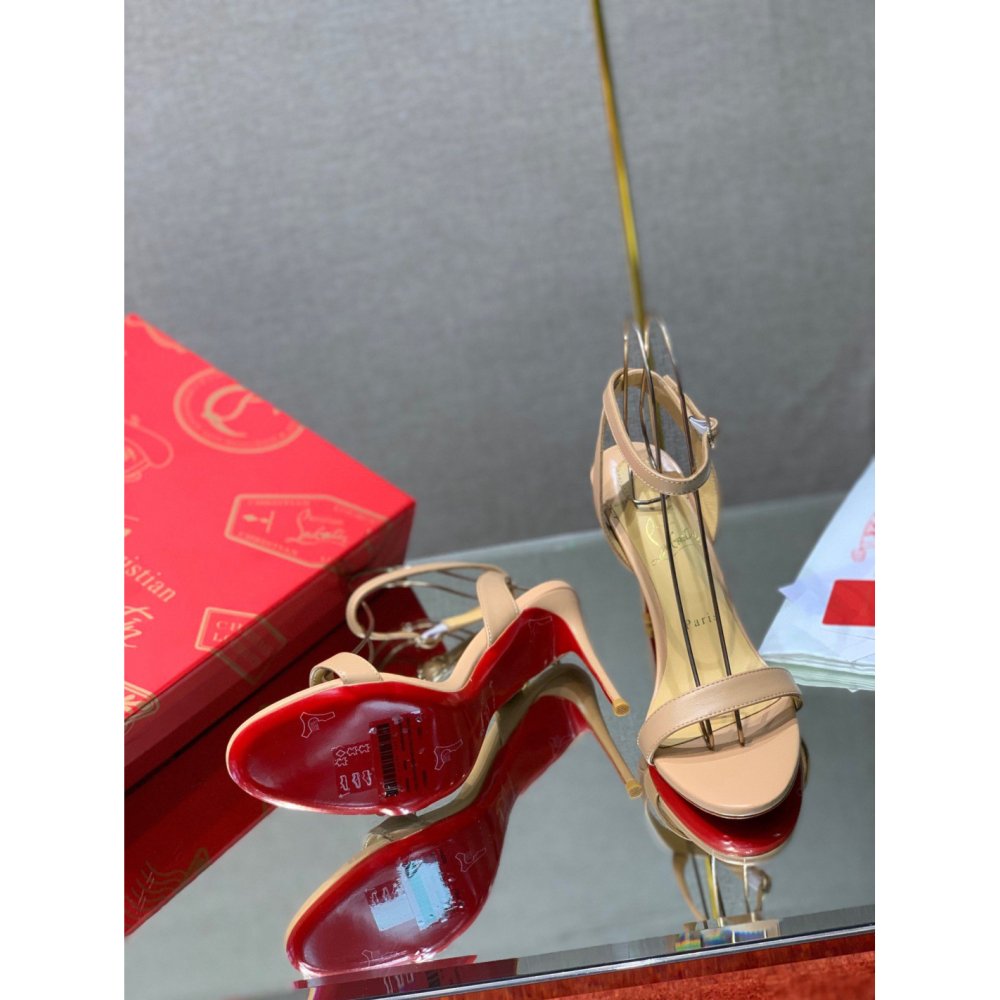 Cheap Reps Christian Louboutin Loubigirl 100mm Sandals In Nude Lambskin