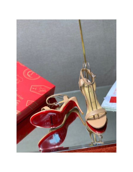 Cheap Reps Christian Louboutin Loubigirl 100mm Sandals In Nude Lambskin