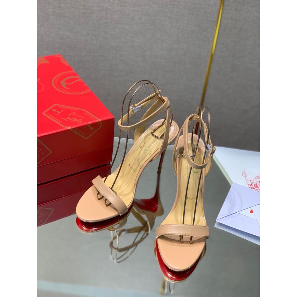 Cheap Reps Christian Louboutin Loubigirl 100mm Sandals In Nude Lambskin