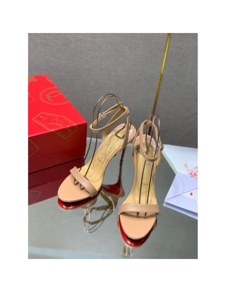 Cheap Reps Christian Louboutin Loubigirl 100mm Sandals In Nude Lambskin