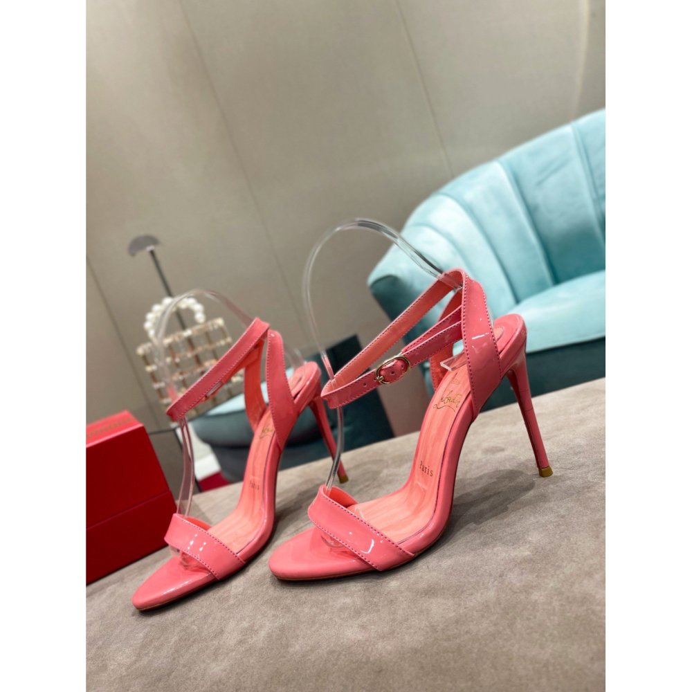 Cheap Reps Christian Louboutin Loubigirl 100mm Sandals In Pink Patent Leather