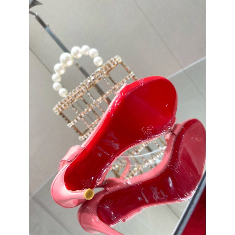 Cheap Reps Christian Louboutin Loubigirl 100mm Sandals In Pink Patent Leather