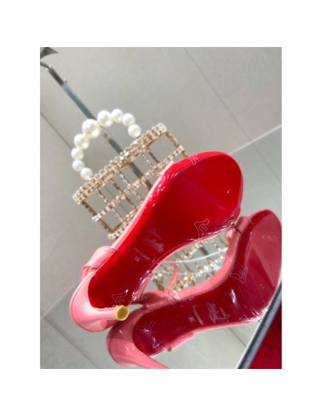 Cheap Reps Christian Louboutin Loubigirl 100mm Sandals In Pink Patent Leather