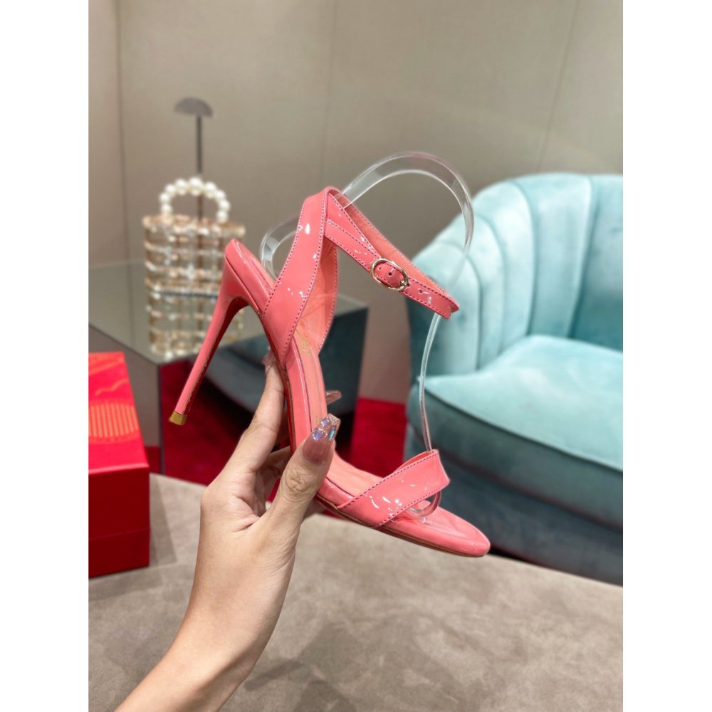 Cheap Reps Christian Louboutin Loubigirl 100mm Sandals In Pink Patent Leather