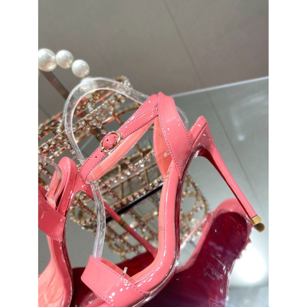 Cheap Reps Christian Louboutin Loubigirl 100mm Sandals In Pink Patent Leather