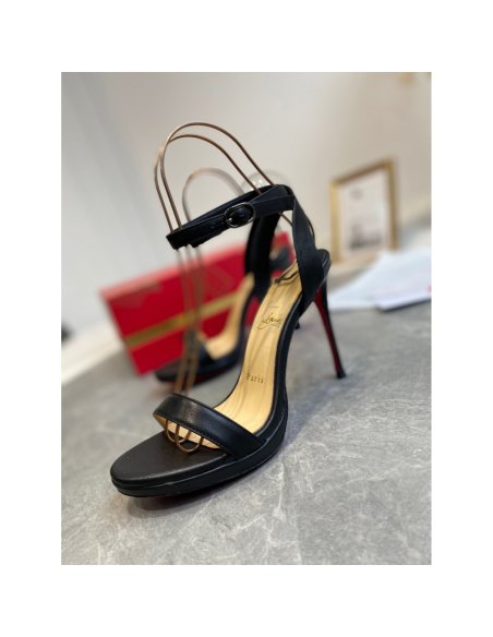Cheap Reps Christian Louboutin Loubi Queen 100mm Sandals In Black Lambskin