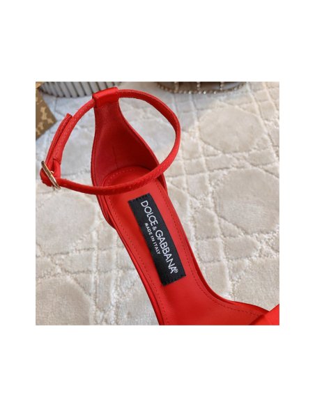 Cheap Reps Dolce Gabbana Sandals in Red Satin with Bow