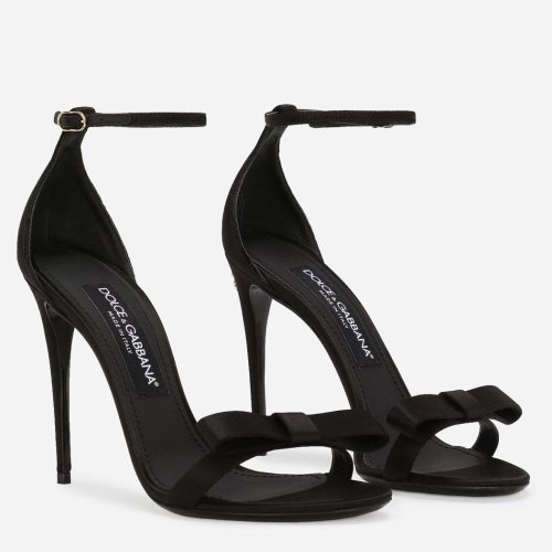 Cheap Reps Dolce Gabbana Sandals in Black Satin with Bow