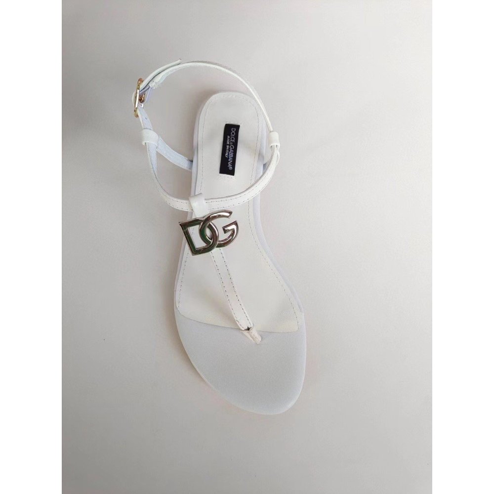 Cheap Reps Dolce Gabbana DG Thong Sandals In White Patent Leather