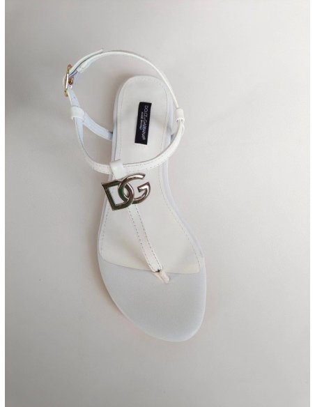 Cheap Reps Dolce Gabbana DG Thong Sandals In White Patent Leather