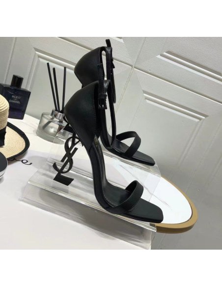 Cheap Reps Saint Laurent Opyum 110 Black Sandals with Black YSL Heel