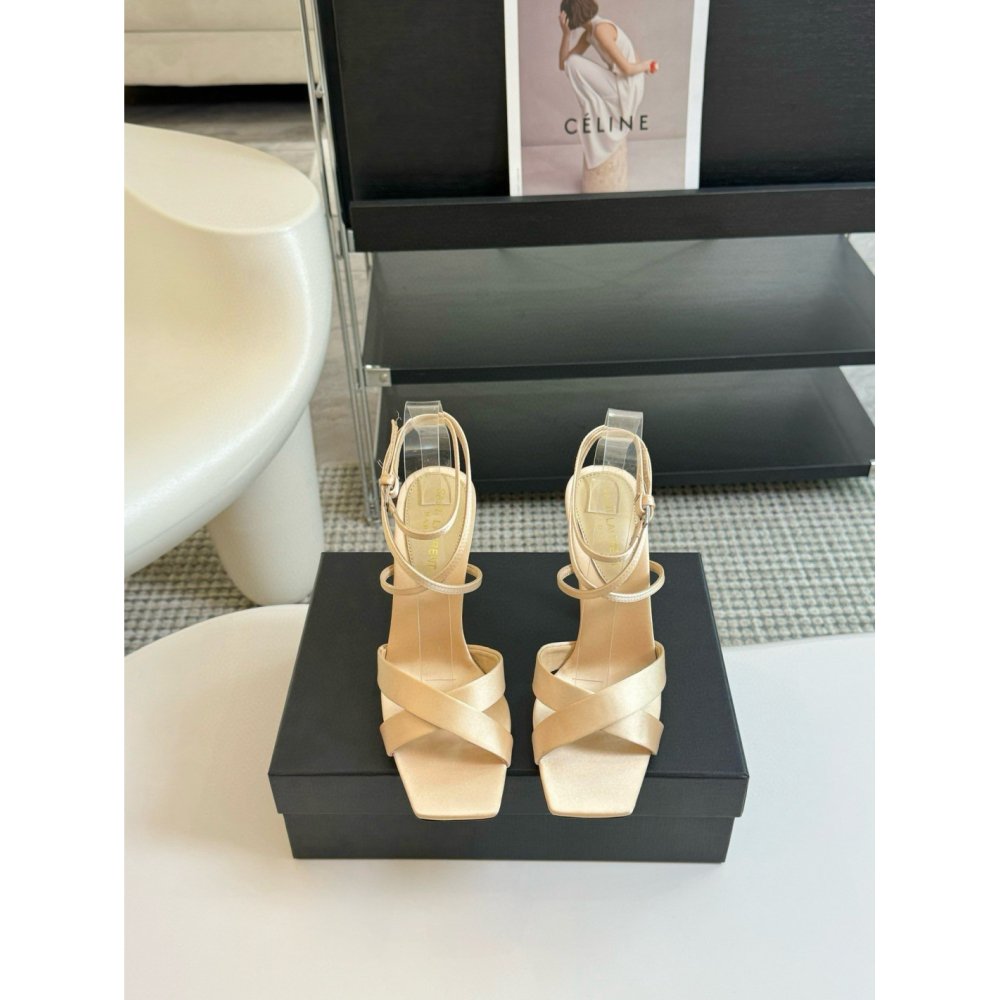 Cheap Reps Saint Laurent Corinne Sandals 110mm in Beige Satin