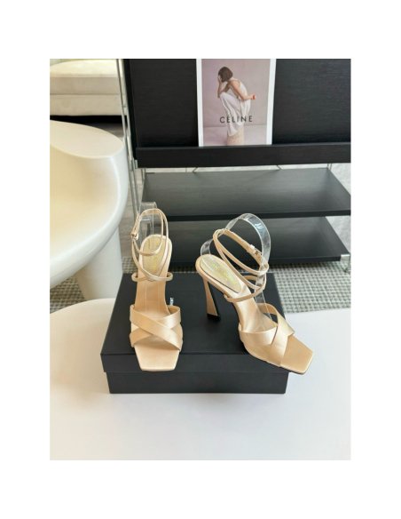 Cheap Reps Saint Laurent Corinne Sandals 110mm in Beige Satin