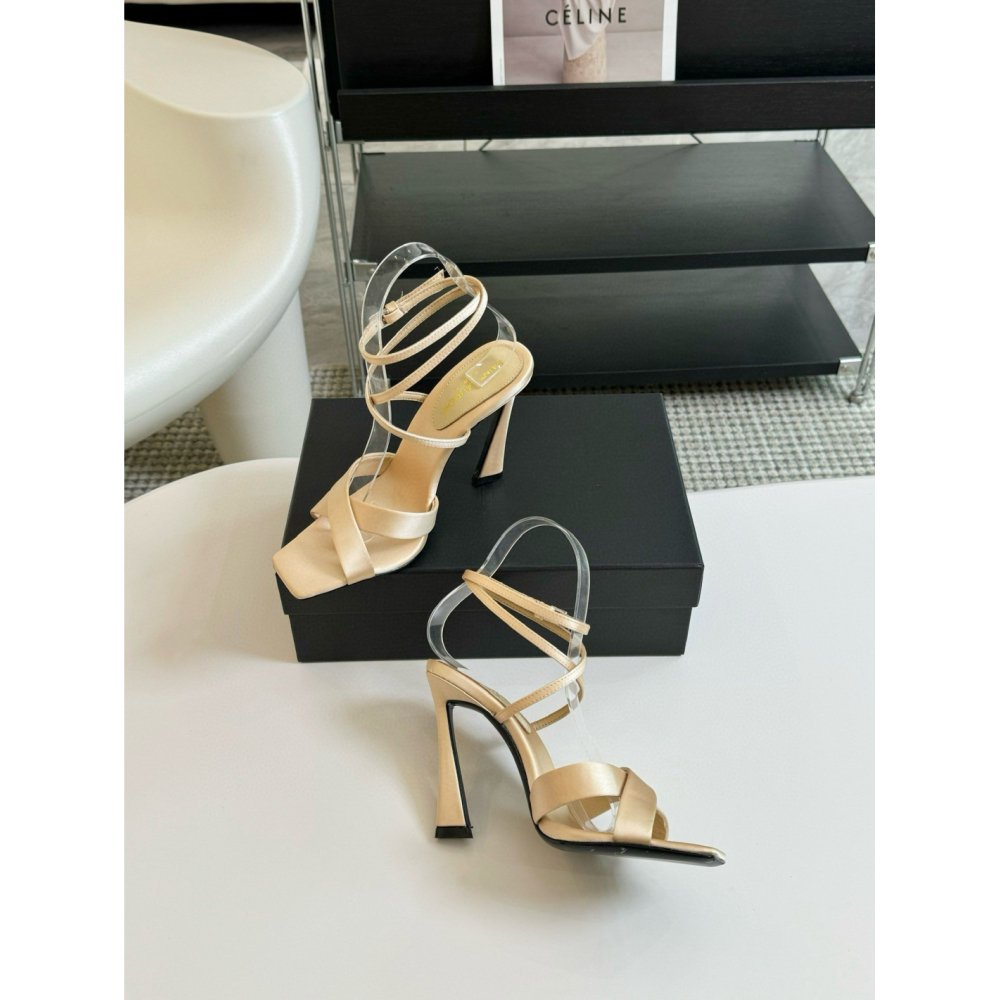 Cheap Reps Saint Laurent Corinne Sandals 110mm in Beige Satin