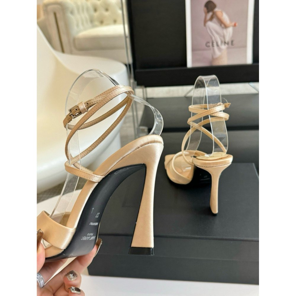 Cheap Reps Saint Laurent Corinne Sandals 110mm in Beige Satin