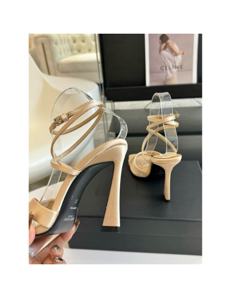 Cheap Reps Saint Laurent Corinne Sandals 110mm in Beige Satin