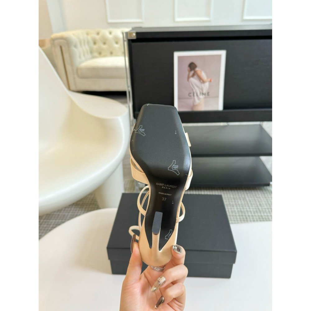 Cheap Reps Saint Laurent Corinne Sandals 110mm in Beige Satin