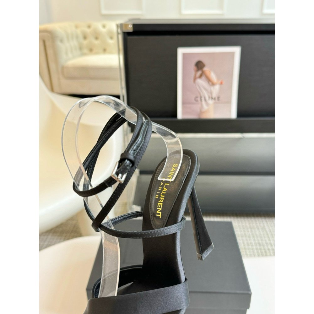 Cheap Reps Saint Laurent Corinne Sandals 110mm in Black Satin