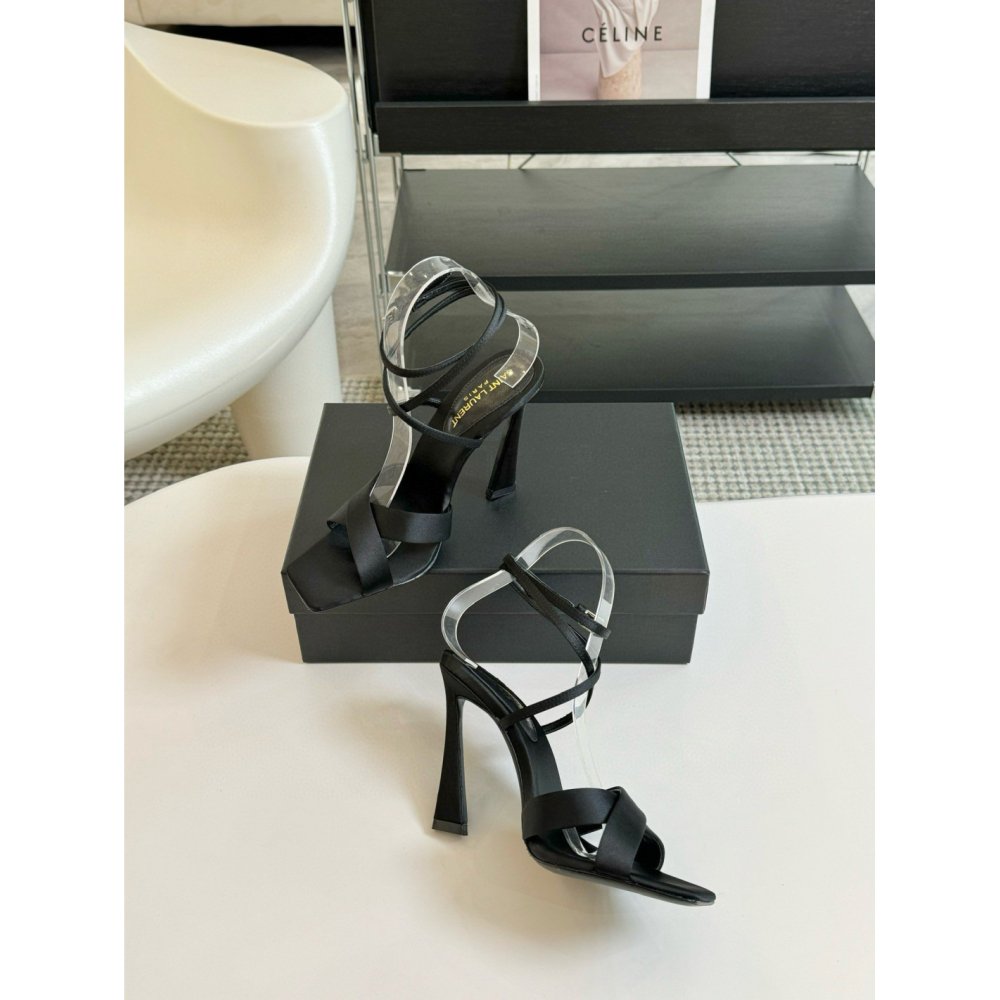 Cheap Reps Saint Laurent Corinne Sandals 110mm in Black Satin