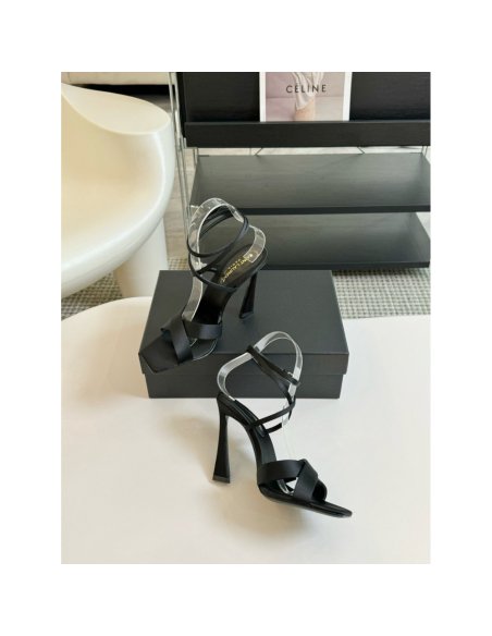 Cheap Reps Saint Laurent Corinne Sandals 110mm in Black Satin